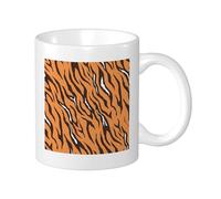 Tiger Lot de 1 tasse à thé en céramique avec poignées Motif graphique Orange Blanc 325 ml