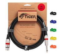 Tiger MIC6-03 Câble Microphone 3 m XLR vers Jack | 3 m / 10 pi XLR Femelle vers Jack 1/4" Asymétrique avec Conception à Faible Bruit et Boucles ID Colorées Interchangeables