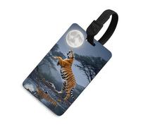 Tiger Moon - Étiquettes de bagage avec carte d'identité, étiquettes de sac de voyage durables, étanches pour valises, sacs à dos et étuis de voyage - Style noir
