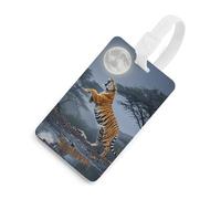 Tiger Moon - Étiquettes de bagage avec carte d'identité, étiquettes de sac de voyage durables, étanches pour valises, sacs à dos et valises de voyage, style blanc