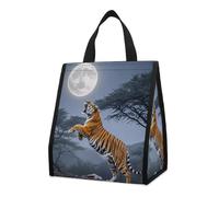 Tiger Moon - Sac à déjeuner isotherme pour homme et femme, grand sac d'épicerie réutilisable, sac isotherme pliable et portable pour le travail, le camping, le pique-nique