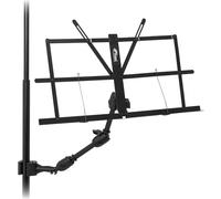 Tiger MSA32-BK - Plaquette de musique pliable avec deux bras articulés à 360° - Plaque de 51 cm x 23 cm, rebord de 1,9 cm, portée maximale de 40 cm, pince universelle avec supports amovibles - Bras