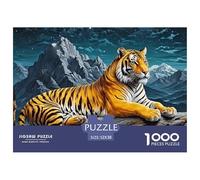 Tiger on Rock Moonlit Papier Épais Et Solide Parfait pour Renforcer Les Capacités Cognitives, La Mémoire Et La Concentration Mentale 52x38cm/1000pcs