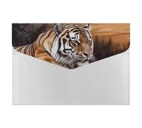 Tiger Organiseur de documents en accordéon allongé sur bois à 6 poches avec étiquettes et enveloppes en plastique avec fermeture à pression 33 x 23 cm