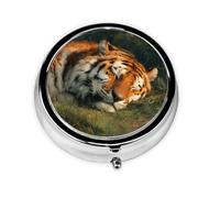 (Tiger) Pilulier rond avec 3 compartiments Petit pilulier portable pour voyage