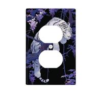Tiger Plaques de protection pour interrupteur, motif floral noir et violet pour décoration murale, plaques murales en thermoplastique, prise duplex simple de taille standard