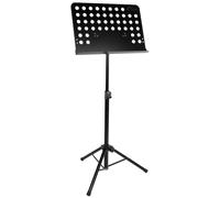 Tiger Pupitre d'orchestre à deux niveaux hauteur 66-115 cm, bureau 47,5 x 34 cm avec rebord de 5 cm, inclinaison sans engrenage, rotation complète, base trépied pliable, pieds antidérapants - Noir