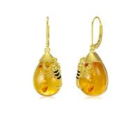 TIGER RIDER Boucles d'oreilles dormeuses en argent sterling 925 avec fermoir en forme d'abeille, papillon, scorpion, cactus, feuilles, scarabée, ambre, cristal, citrine, pierre de lune, obsidienne