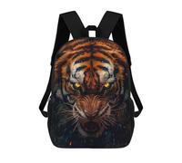 Tiger Roaring in Rain Sacs À Dos Imprimés En 3D Pour Enfants 17inch Sacs À Dos Tendance Et Décontractés Pour La Journée, Sacs De Voyage, Sacs À Dos D'extérieur Pour Garçons Et Filles