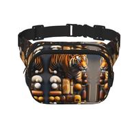 Tiger Sac banane carré double couche avec sangle réglable pour activités de plein air, noir, taille unique, Noir , Taille unique