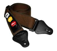 TIGER Sangle Guitare Marron avec Porte-Médiators