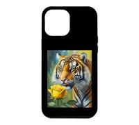 Tiger Sniffing a Yellow Rose Illustration Graphic Design Coque pour iPhone 12 Pro Max