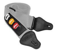 Tiger STP4-GY Sangle de Guitare avec Supports pour Médiators - Gris