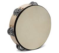 TIGER TAM98-10-BK Tambourin en bois 25 cm Double rangée de grelots Naturel