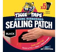 Tiger Tape® Lot de 5 patchs étanches en caoutchouc épais pour sceller l'eau, l'air et l'humidité pour créer une liaison étanche super forte et flexible Résistant aux UV Noir 100 x 200 mm