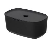Tiger Tess, Boîte de Rangement Rectangulaire en Plastique avec Couvercle, 13 x 8 x 26 cm, Pour 2 Rouleaux de Papier WC, Fermeture Sécurisée, Salle de Bain ou Toilettes, Noir