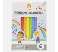 Tiger Tribe Lot de 6 marqueurs de fenêtre lavables pour fenêtre, art de fenêtre, stylos de coloriage pour enfants, effaçables à sec, non toxiques, à partir de 3 ans