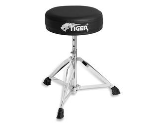 Tiger Trône de tambour réglable pour débutants - Hauteur 39-52 cm, 5 réglages de hauteur, siège rembourré de 27,5 cm, pieds antidérapants, design pliable avec siège amovible - Noir