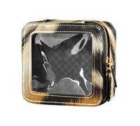 Tiger Trousse de maquillage de voyage à rayures en fourrure avec fermeture éclair et fenêtres transparentes pour femme, multicolore, Taille unique