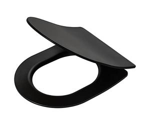 Tiger Tune Abattant WC, Duroplast, Noir, Forme Ovale, 37 x 45 cm, Fermeture douce, Charnières inox, Démontage rapide, Antibactérien, Points de Fixation en Acier Inoxydable Brossé