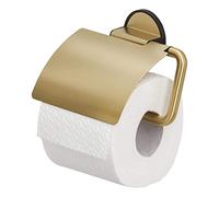 Tiger Tune, Porte-rouleau papier toilette avec rabat, Laiton brossé, Noir, 15 x 12,3 x 3,3 x 3,3 cm