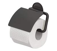 Tiger Tune, Porte-rouleau papier toilette avec rabat, Métal brossé, Noir
