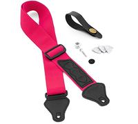 Tiger UAC4-PK-PACK Pack de Sangle pour Ukulélé - Rose | Inclut Sangle, Attache de Tête, Bouton de Sangle/Goupille, 3 Médiators en Feutre, Pour Soprano, Concert, Ténor et Baryton