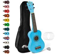 TIGER UKE7-BL Ukulélé Soprano pour Débutants avec Sac de Transport, Médiator en Feutre, Jeu de Cordes de Rechange Et Doté d'Un Jeu de Corde Aquila - Bleu