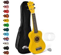 TIGER UKE7 Ukulélé Soprano Comprenant Sac de Transport, Médiator en Feutre, Jeu de Cordes de Rechange, Doté de Cordes de la Marque Aquila, Jaune Soleil