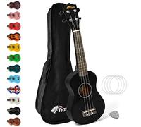 TIGER UKE7 Ukulélé Soprano Comprenant Sac de Transport, Médiator en Feutre, Jeu de Cordes de Rechange, Doté de Cordes de la Marque Aquila, Noir