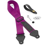 TIGER Ukulele Accessory Pack - Purple: Strap, Headstock Tie, Strap Button/End Pin & Felt Picks for Soprano, Concert, Tenor & Baritone Ukes