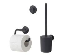 Tiger Urban Ensemble d'Accessoires de Toilettes - Porte-Brosse WC- Porte-Rouleau Papier Toilette sans Rabat - Crochet Porte-Serviette - Noir en 3 Parties