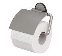 Tiger Tune, Porte-rouleau papier toilette avec rabat, Acier inoxydable brossé, Noir, 15x12,3x3,3x3,3 cm