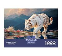 Tiger Walking on The Water Reflection 1000 Pièces Carton Extra-épais Lot de Puzzles Wild Kitten Stimulant Et Éducatif Jeu Créatif Puzzles pour Adultes Et Enfants 70x50cm/1000pcs