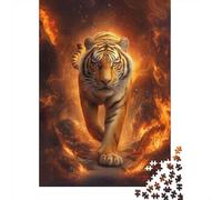 Tiger Walking Through Fire Puzzle Adulte 1000 Pièces, 52x38cm/1000pcs; Pièces Blanches Peu Poussiéreuses; Facile À Reprendre Au Fil De La Semaine