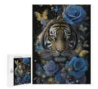 Tiger with Blue Roses and Butterflies Puzzle 1000 Pièces Educa Jouet en Bois Cadeau Unique Décoration Intérieure Jeu Éducatif Challenge Toy Adultes Et Enfants À Partir De 14 Ans 500 PCS