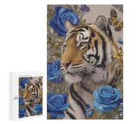 Tiger with Blue Roses Mosaic Art Puzzle 1000 Pièces Educa Jouet en Bois Cadeau Unique Décoration Intérieure Jeu Éducatif Challenge Toy Adultes Et Enfants À Partir De 14 Ans 1000 PCS