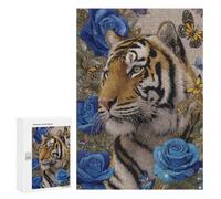 Tiger with Blue Roses Mosaic Art Puzzle 300 Pièces Educa Jouet en Bois Cadeau Unique Décoration Intérieure Jeu Éducatif Challenge Toy Adultes Et Enfants À Partir De 14 Ans 300 PCS