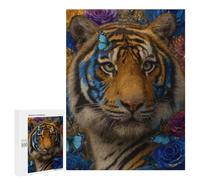 Tiger with Blue Roses Puzzle 1000 Pièces Educa Jouet en Bois Cadeau Unique Décoration Intérieure Jeu Éducatif Challenge Toy Adultes Et Enfants À Partir De 14 Ans 500 PCS