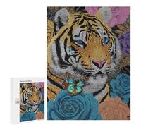 Tiger with Butterfly and Flowers Puzzle 1000 Pièces Educa Jouet en Bois Cadeau Unique Décoration Intérieure Jeu Éducatif Challenge Toy Adultes Et Enfants À Partir De 14 Ans 500 PCS