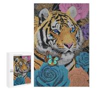 Tiger with Butterfly and Flowers Puzzle 1000 Pièces Educa Jouet en Bois Cadeau Unique Décoration Intérieure Jeu Éducatif Challenge Toy Adultes Et Enfants À Partir De 14 Ans 1000 PCS