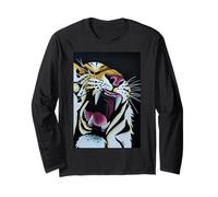 Tiger Yawn Art Wildlife Roar Graphic pour Un Style de décoration Audacieux Manche Longue