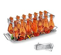 Tigerkinwit Support Cuisse De Poulet,Grille d'Aile de Poulet Support Grill Poulet Acier Inoxydable pour Pique Niques BBQ