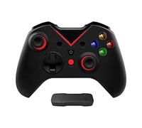 Tigerlily Enterprises Black with Red Light 2.4GHz Wireless Game Controller Gamepad Joystick With Dual Motor Vibration & Backlit Keys for Xbox One Series S/X, PS3 & Microsoft PC - No Headset Jack.
