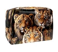 Tigers and Cub Trousse à cosmétiques pour femme, trousse de toilette de voyage, grande trousse de maquillage en PVC pratique avec fermeture éclair, multicolore, 18.5x7.5x13cm/7.3x3x5.1in, Trousse de