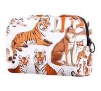 Tigers and Fox Trousse à cosmétiques pour femme, trousse de toilette de voyage, grande pochette de maquillage pratique avec fermeture éclair, multicolore, 18.5x7.5x13cm/7.3x3x5.1in, Trousse de