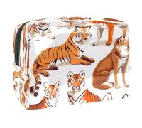 Tigers and Fox Trousse à cosmétiques pour femme, trousse de toilette de voyage, grande trousse de maquillage en PVC pratique avec fermeture éclair, multicolore, 18.5x7.5x13cm/7.3x3x5.1in, Trousse de