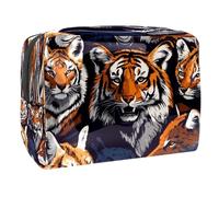Tigers Anf Fox Trousse de toilette pour femme en PVC avec fermeture éclair, multicolore, 18.5x7.5x13cm/7.3x3x5.1in, Trousse de toilette