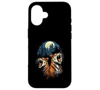Tigers At The Moon Parodie 3 Tiger Moon Wildlife Animal Coque pour iPhone 16