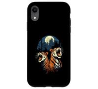 Tigers At The Moon Parodie 3 Tiger Moon Wildlife Animal Coque pour iPhone XR